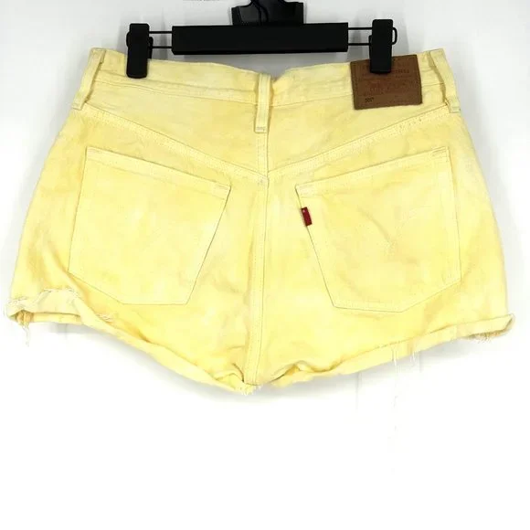 Levi's Women’s 501 Original High-Rise Jean Denim Shorts Yellow Tie-Dye Size 29 - Picture 7 of 12